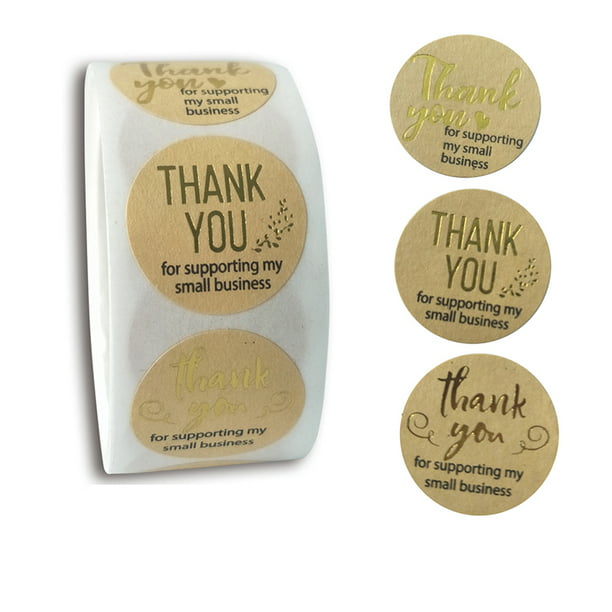 500pcs thank you for supporting my business Kraft Stickers Gold Foiled Sthm 
